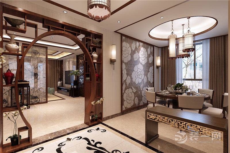 贵阳乐湾国际130平新中式风格入户餐厅