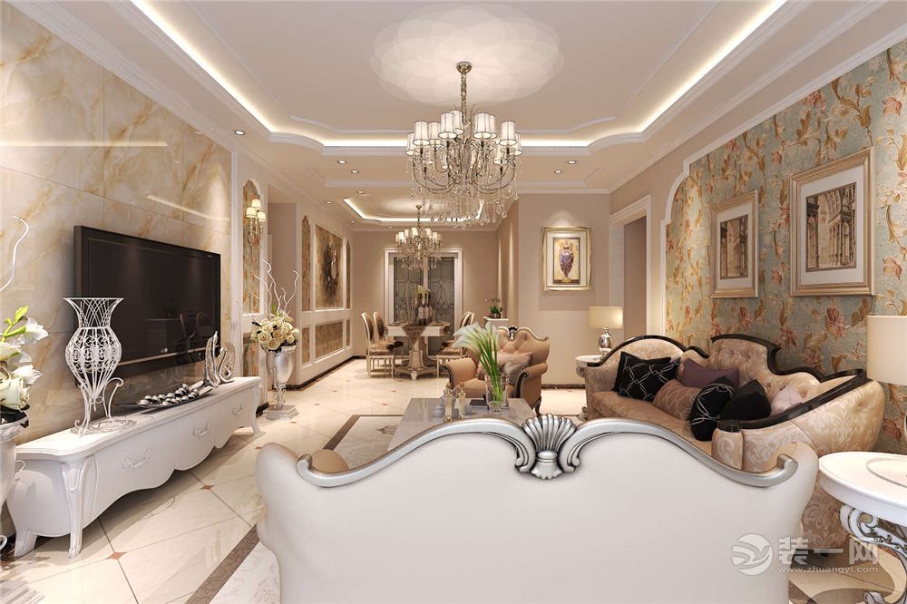 贵阳龙湾国际135平米四居室简欧风格客厅