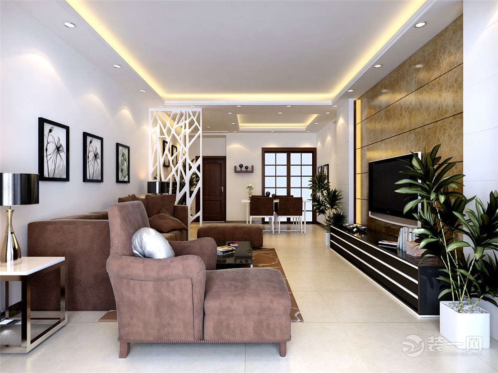 贵阳星岛国际125平米三居室现代风格客厅装饰画