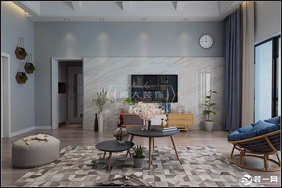 海大装饰-碧海花园150平米四居室北欧风格效果图客厅