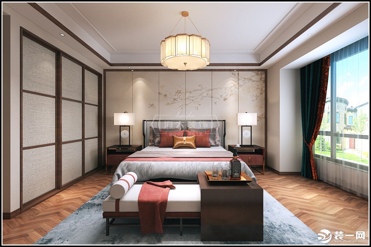 海大装饰-未来方舟213平米新中式风格效果图卧室