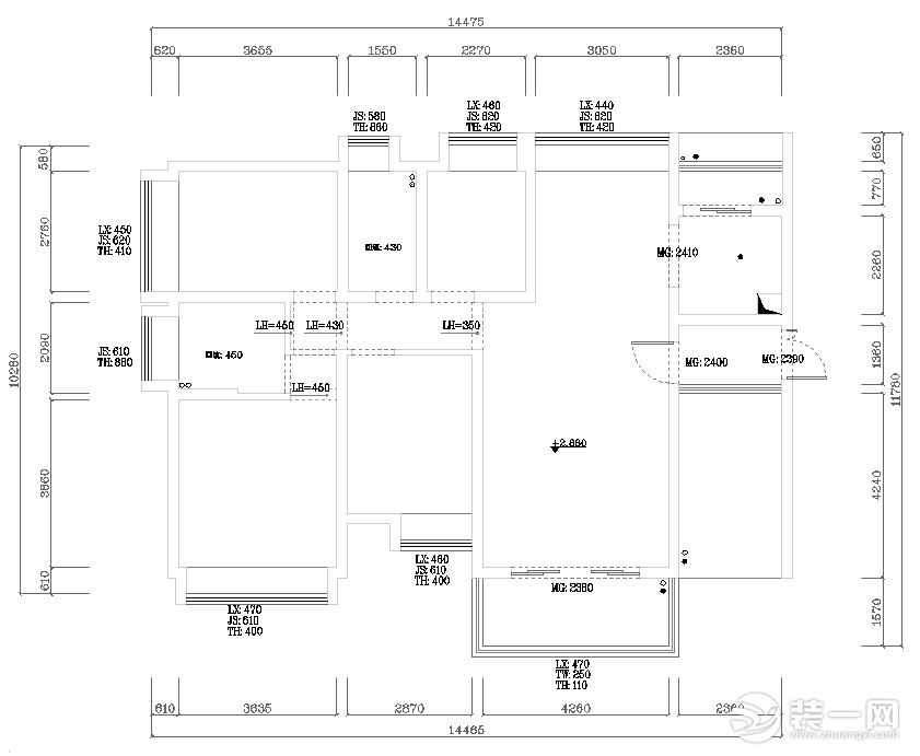 海大装饰-未来方舟155平米现代风格效果图户型图