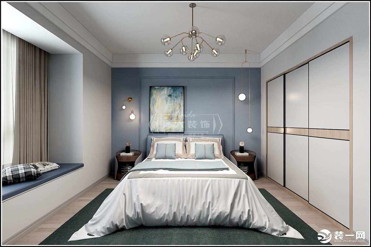 海大装饰-未来方舟F10-132平米现代风格效果图卧室