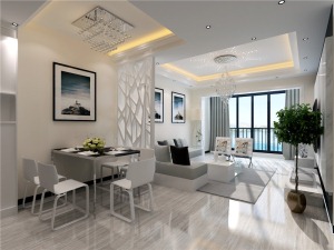 贵阳未来方舟120平米三居室现代风格客餐厅