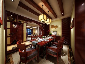 贵阳黔灵半山160平米四居室中式风格餐厅