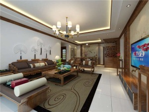 贵阳帝景传说126平米三居室中式风格客厅沙发