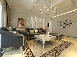 贵阳金龙国际120平米三居室简欧风格客厅