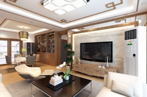 贵阳龙湾国际114三居室新中式风格客餐厅