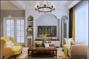 海大装饰-万科云岩大都会107平米三居室美式风格效果图