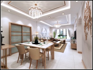 海大装饰-花果园110平米中式风格效果图餐厅