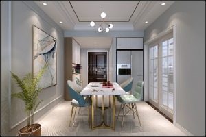 海大装饰-未来方舟F10-132平米轻奢风格效果图餐厅
