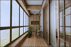  海大装饰-保利凤凰湾140平米日式风格效果图 阳台