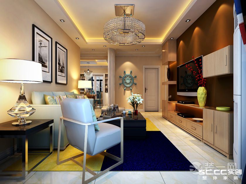 郑州亚新美好城邦118平三居室现代简约风格装修客厅
