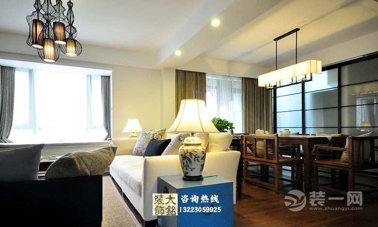 郑州140平米新中式设计风格三居室装修效果图