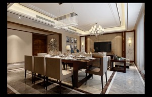 保利国际 146平 三居室 造价36万 中式客厅
