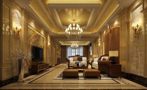 客厅，采取欧州文化巴洛克风格的奢华高贵，结合现代生活的细节元，素赋予本案灵动鲜活的生命形态。