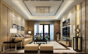 客厅，设计风格以简单大方的现代风格为主，运用虚实结合，深浅搭配的方法，体现简单、大气的人居环境。