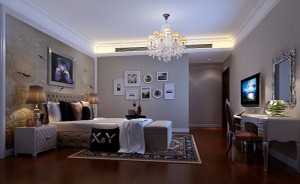 次主卧，白亮光系列家具，独特的光泽使家具倍感时尚，具有舒适与美观并存的享受。