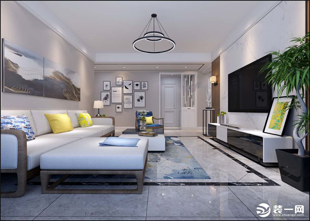 客厅以简洁的造型、纯洁的质地、精细的工艺为其特征，强调功能性设计