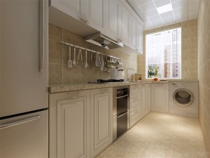 厨房的设计，让有限的空间更好地利用起来，增加了储物量的同时，也不失设计的美感。