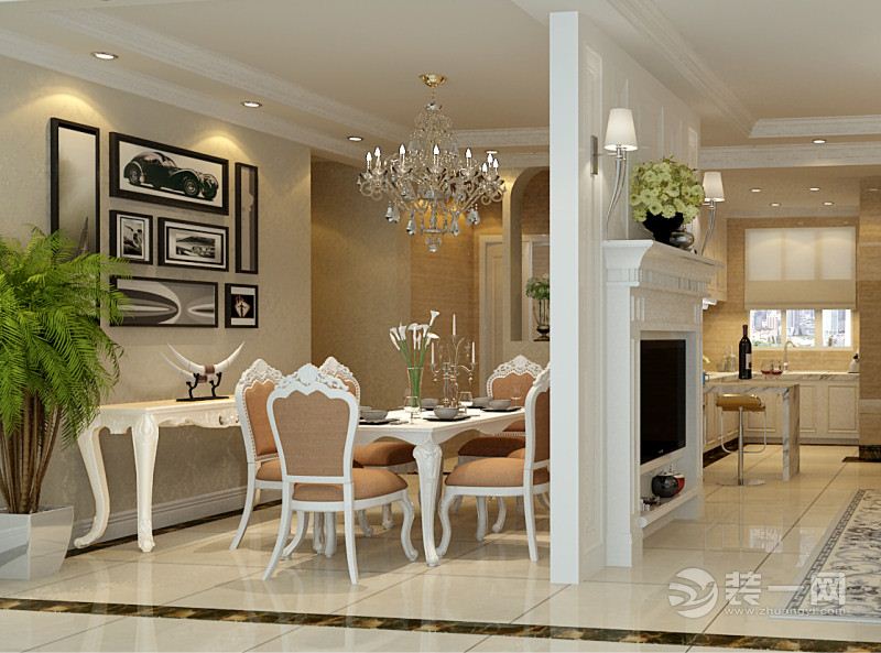 南昌绿地国博城120平米三居室现代简欧风格餐厅