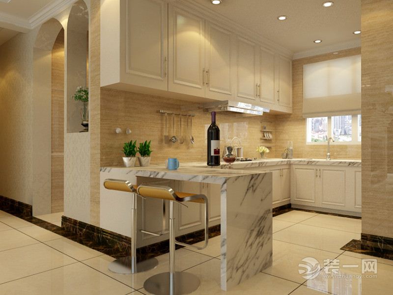 南昌绿地国博城120平米三居室现代简欧风格厨房