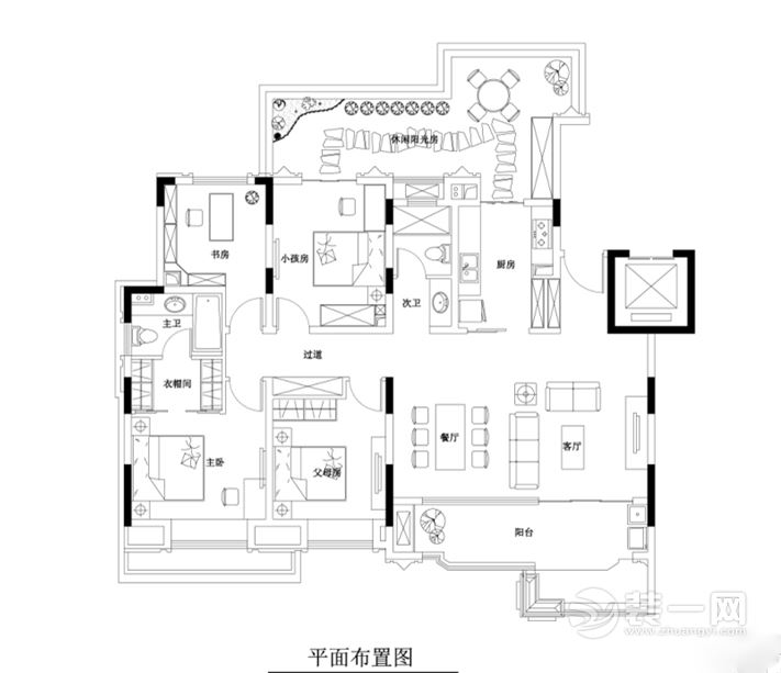南昌绿地国博城118平米三居室简约风格