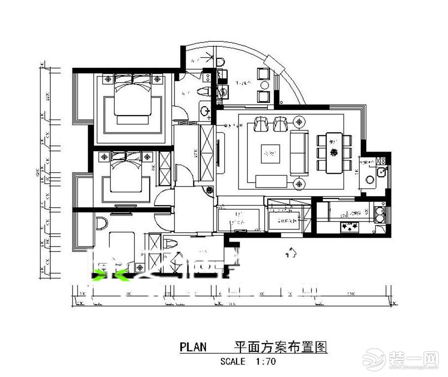 城泰江來(lái)三居設(shè)計(jì)結(jié)構(gòu)戶型裝修案例布置圖