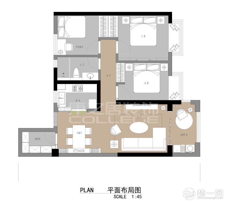 正荣御峯三居室户型平面结构布置图装修设计