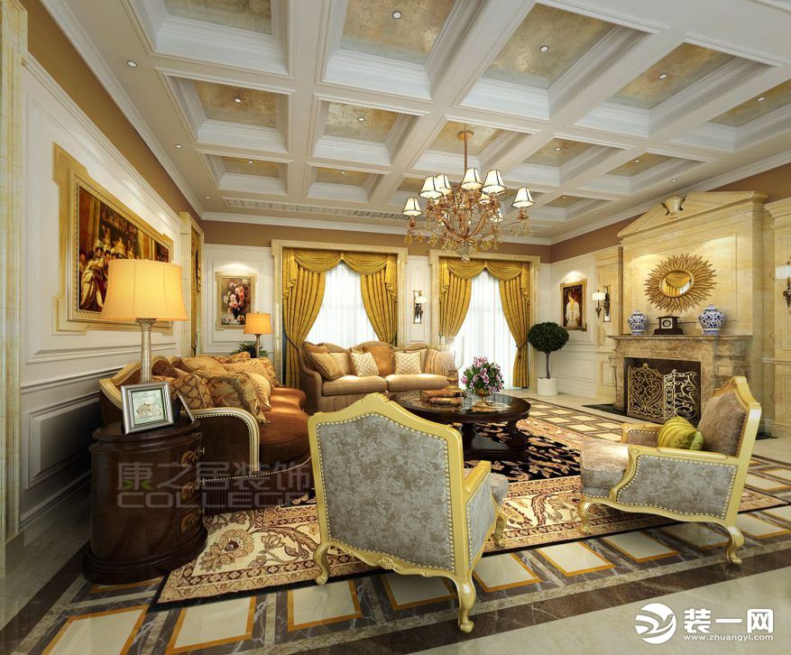 保利半山古典欧式风格客厅装饰案例