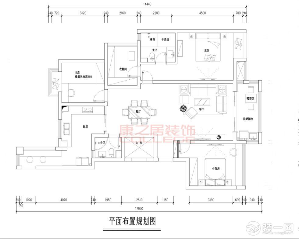 世茂天城三居室家装结构布置图