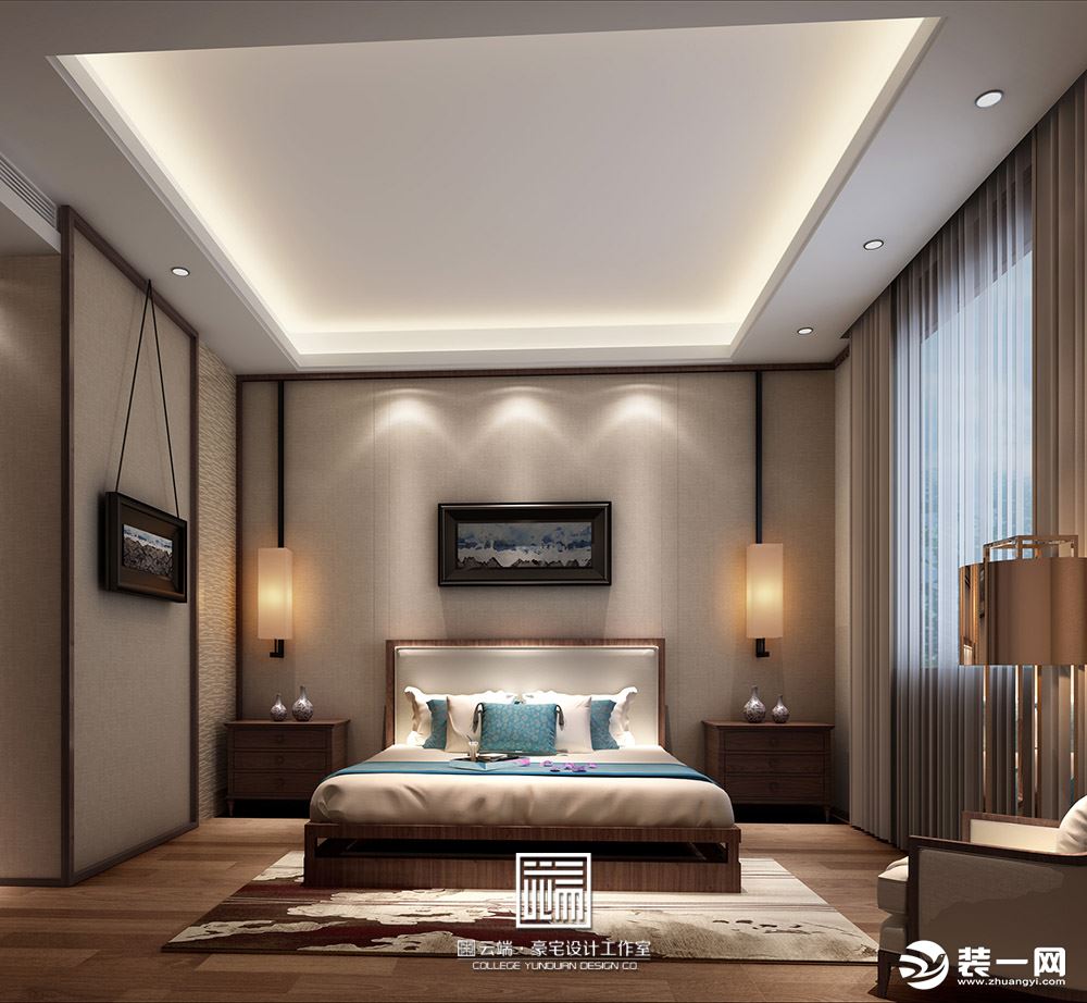 新中式风格主卧主卧室休息室风格设计案例效果图