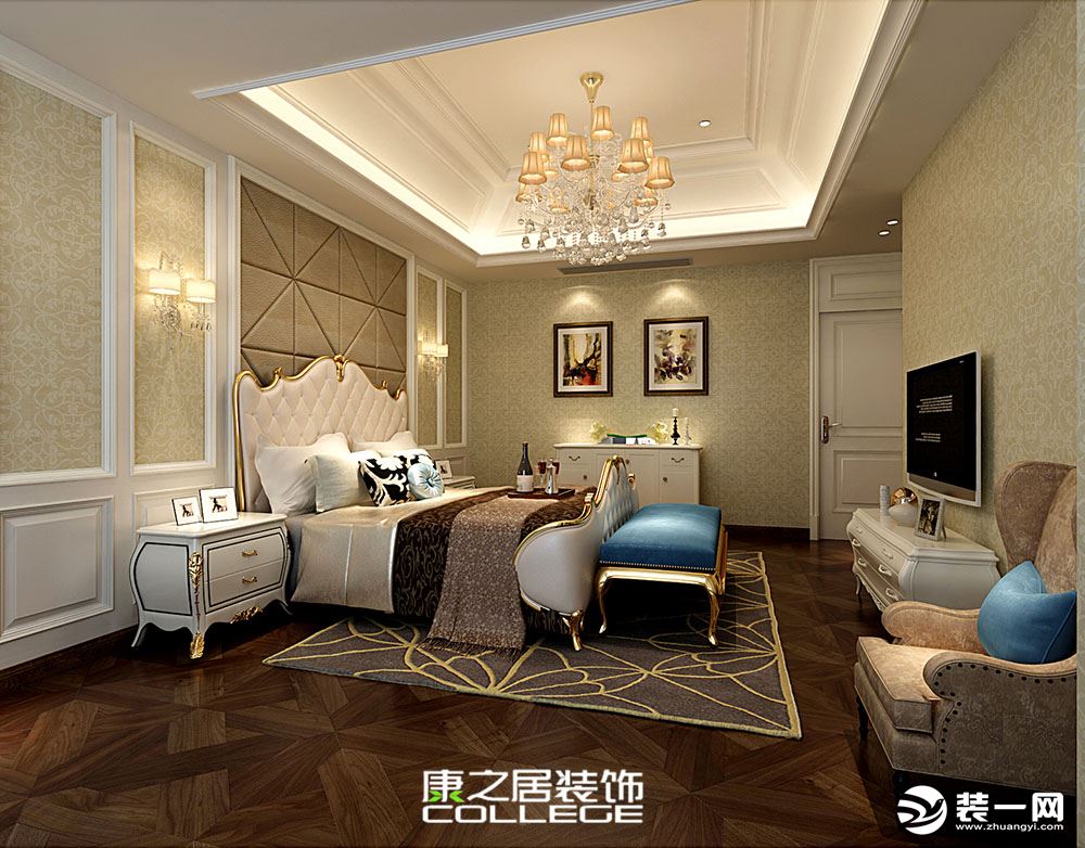 南昌恒大时代之光现代欧式风格家装设计时尚都市生活案例效果图主卧室休息室