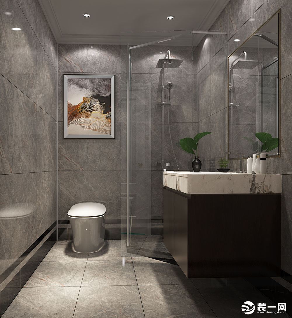 卫生间淋浴房南昌万达城现代中式风格别墅康之居装饰装修设计家居生活效果图