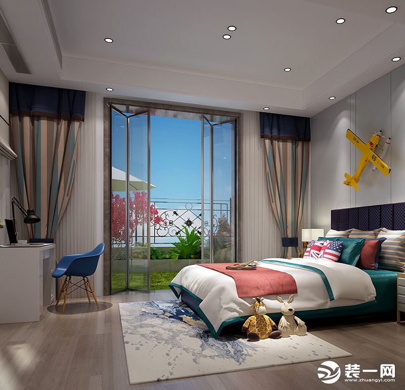 中海锦城四房现代风格家居案例小孩房男孩房儿童房装修