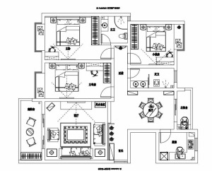 联泰香域中央三居室——平面布置图