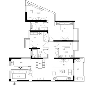 城泰江来三居室设计案例户型图平面布置图