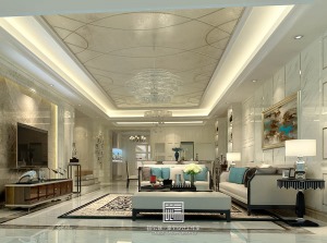 國貿天琴灣客廳簡歐風格設計