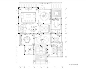 万科粹叠园180平别墅中式风格一楼平面布置设计案例结构图
