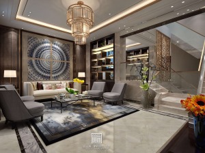 中海铂宫港式风格客厅布置设计