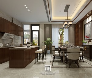 联排别墅新中式餐厅设计