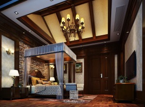 保利香槟国际卧室主卧休息室新古典风格案例装修
