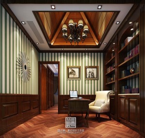 保利香槟国际书房休息室娱乐室新古典装修风格结构布置