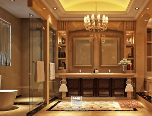 保利香槟国际卫生间淋浴房吧台娱乐室新古典装修风格结构布置