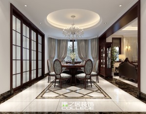 香逸熙园复式洋房新中式风格设计效果图餐厅