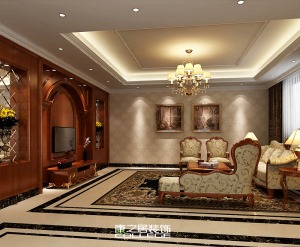 华宸龙隐山联排别墅欧式风格设计装修案例会客厅