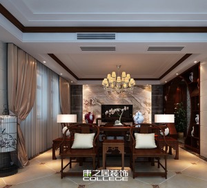 阳光城青山湖大境中式新古典风格装修效果图设计案例客厅