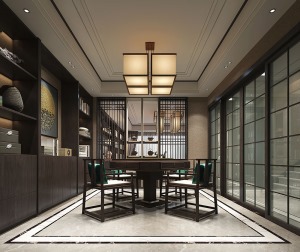 南昌万达城现代中式风格麻将室娱乐室休闲室康之居设计