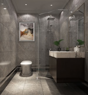 卫生间淋浴房南昌万达城现代中式风格别墅康之居装饰装修设计家居生活效果图