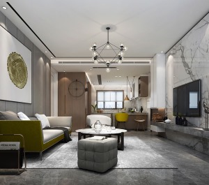 新力金沙湾别墅洋房客厅家居设计现代风格案例布置布局